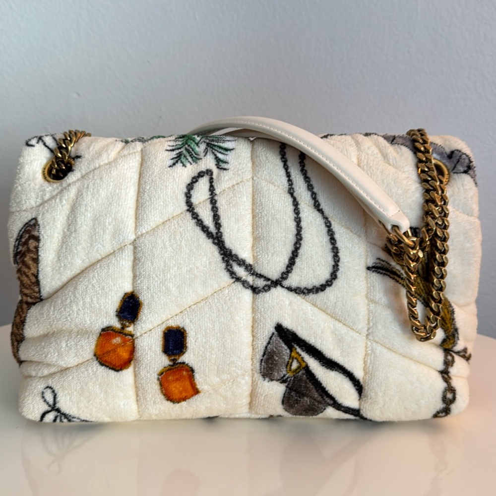Saint Laurent *NEW* Terry Cloth Vacation Print Lou Lou Bag with Dust Cover - Picture 4 of 17